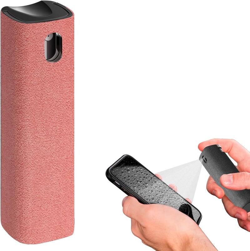 iO CLEAN Mini Screen Cleaner Finger Proof Spray for Smartphones, iPads, MacBooks, Laptops, Car Screens, Touchscreens 3 in1 Mist Cleaner, Microfiber Cloth and Protective Cover (Rose) - Image 1